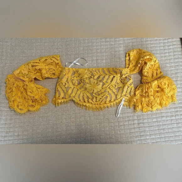 NWT Lovers + Friends Revolve Yellow Lace Thorne Top Golden Yellow XS - Picture 5 of 9